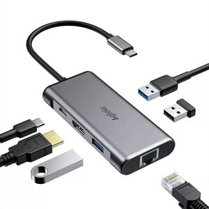 Silver USB-C Hub Adapter